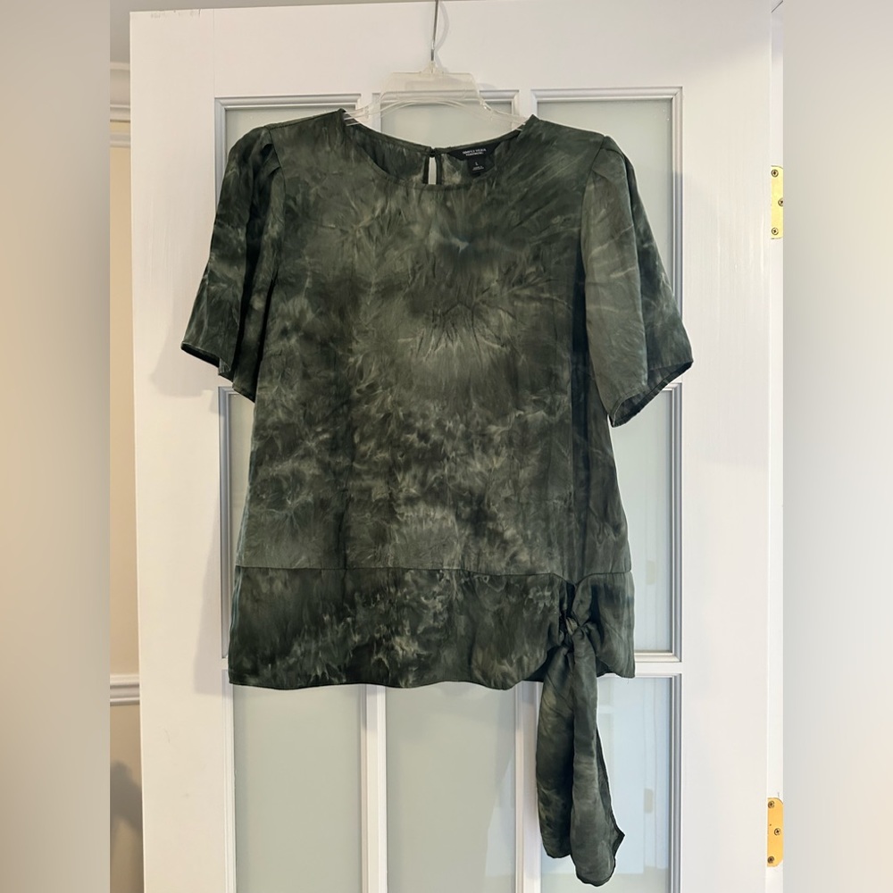Simply Vera Vera Wang Dark Green Tie-Dye Blouse